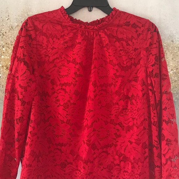 Zac & Rachel Red Lacy Blouse (NWT) - Picture 6 of 10